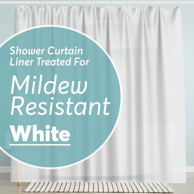 BIG FOOT BigFoot Shower Curtain Liner â€“ 72 x 72 PEVA Premium Shower Curtain with Rustproof Metal Grommet and 3 Magnetic Weights â€“ Odor Free and Compatible with Standard Showers, White - Image 1